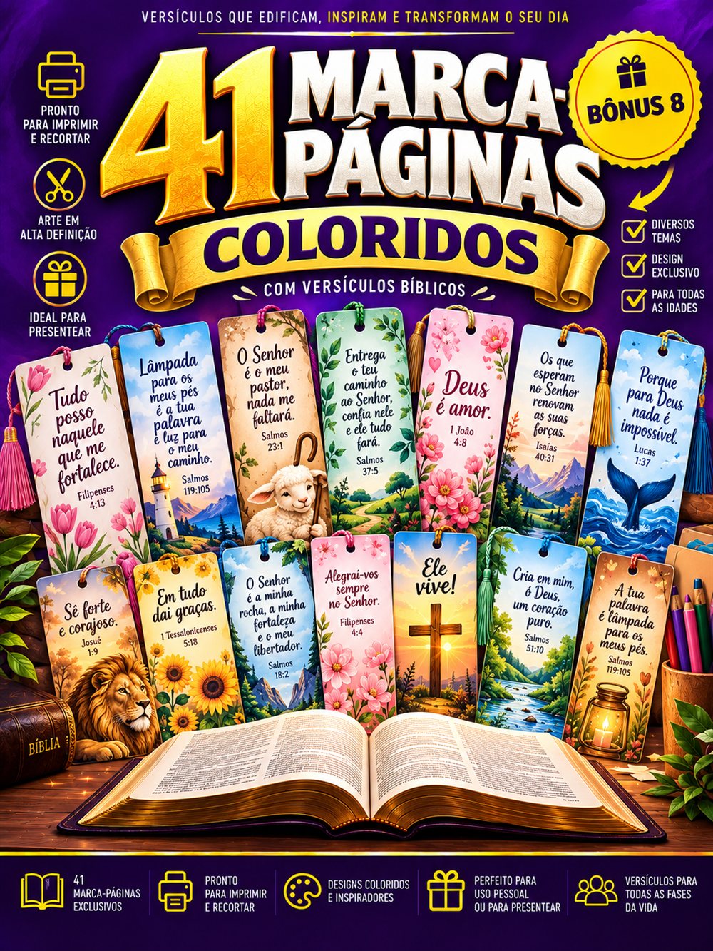 Bônus 8: 41 Marca-Páginas Coloridos